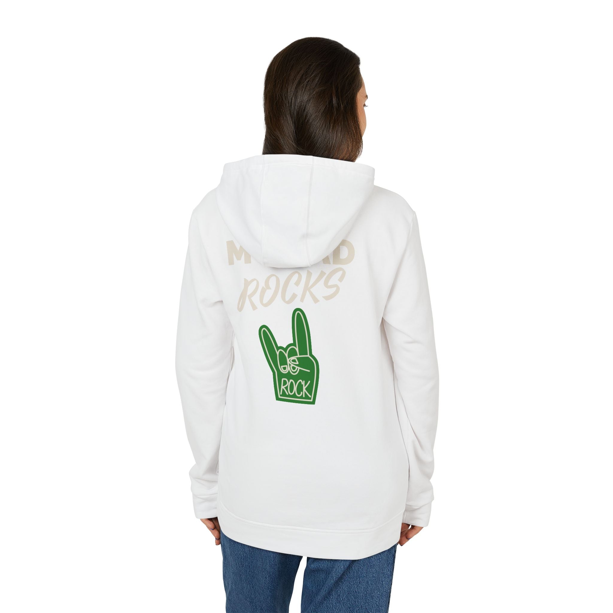 Hoodie — 'My Dad Rocks' Green Foam Hand Graphic Pullover