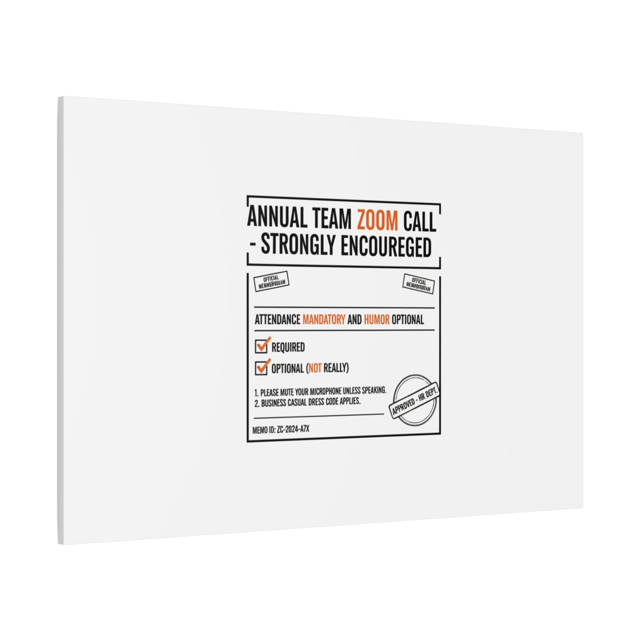 Office Sign Parody Canvas, Workplace Humor Notice Typography | Desk Wall Art