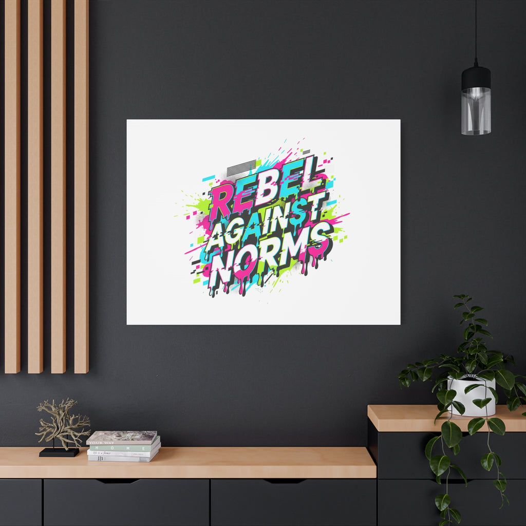 Rebel Against Norms Canvas | anti-aesthetic, glitch font art