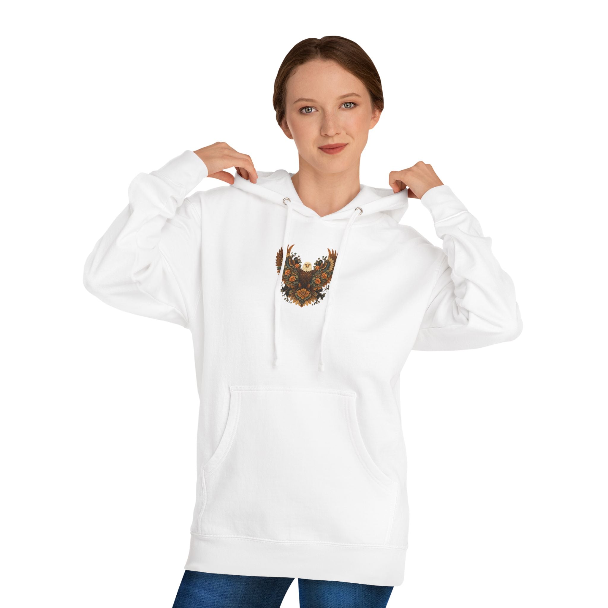 Floral Eagle Hoodie — Rustic Sunflower Wing Graphic Sweatshirt
