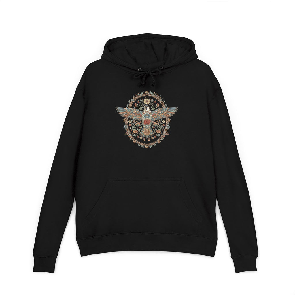 Embroidered Owl Mandala Hoodie – Boho Nature Graphic Sweatshirt