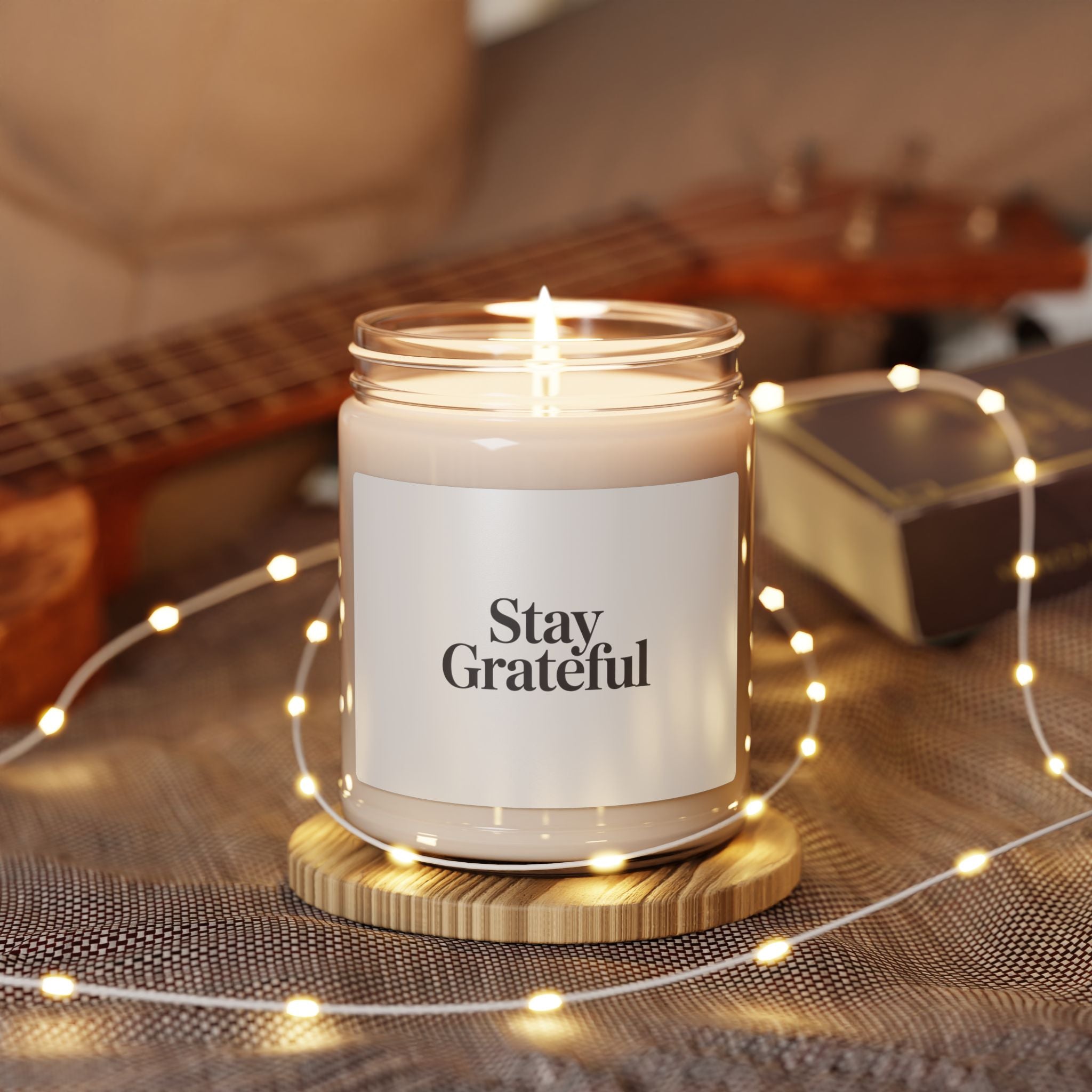 Stay Grateful Candle | Scented Soy Candle, Minimal Serif Typography