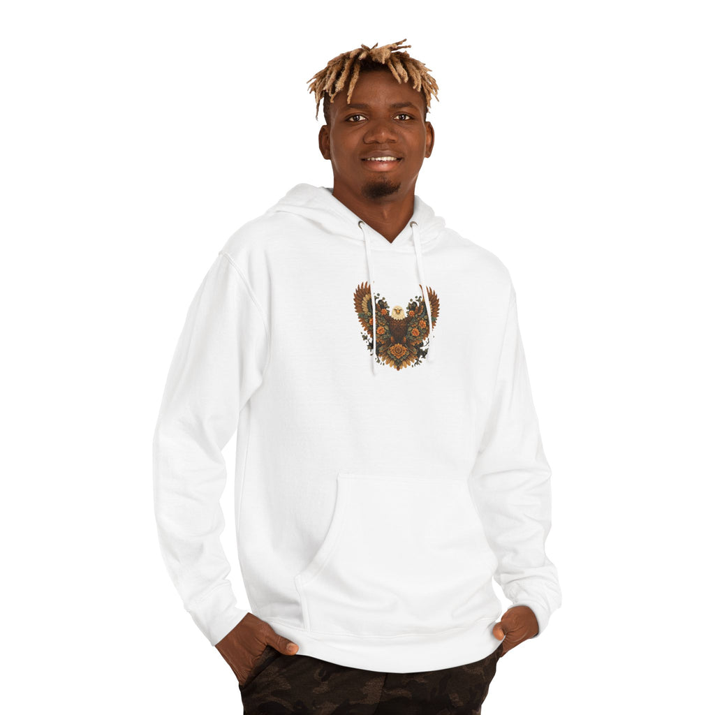 Floral Eagle Hoodie — Rustic Sunflower Wing Graphic Sweatshirt