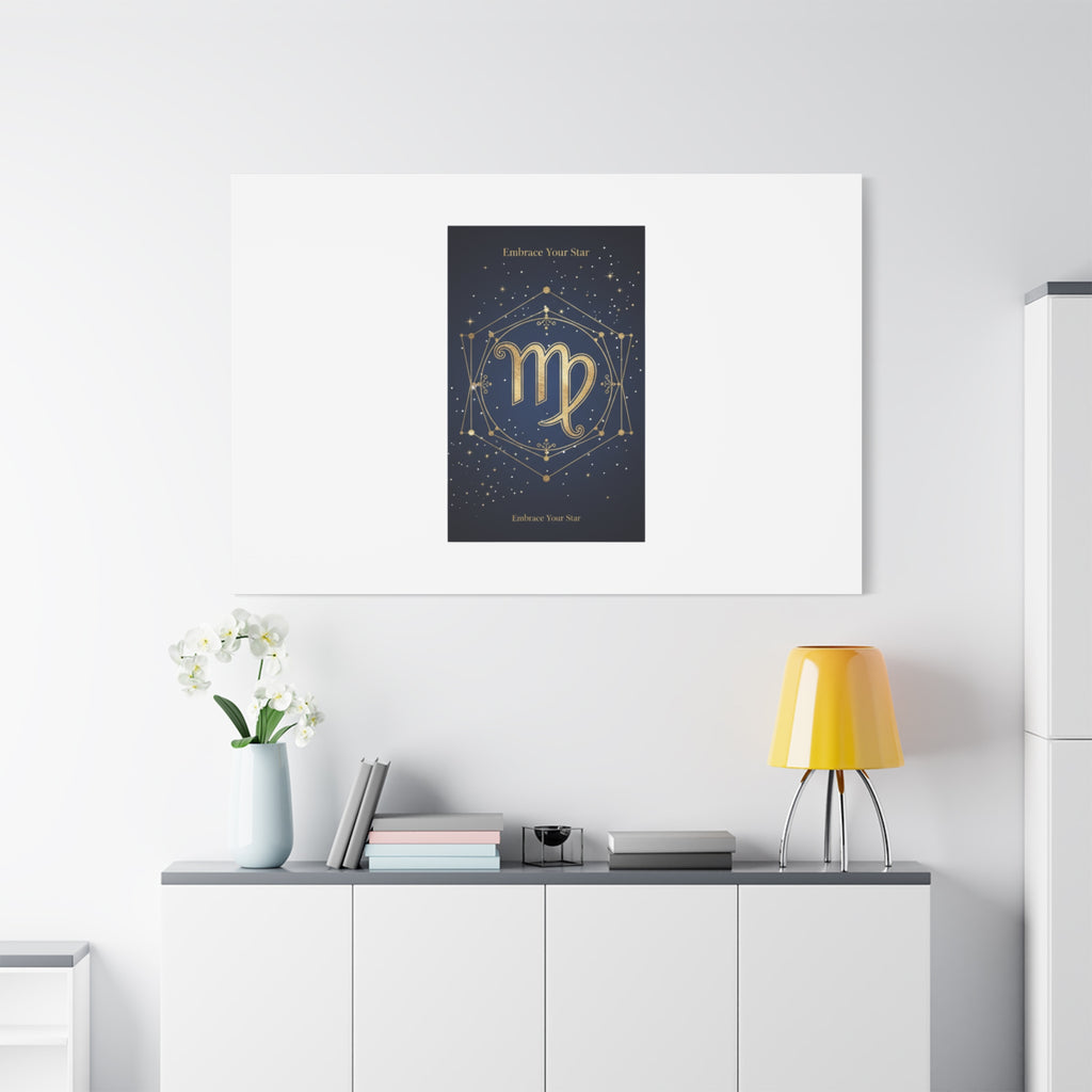 Virgo Zodiac Canvas, Astrology Art Print | Celestial Constellation Wall Decor