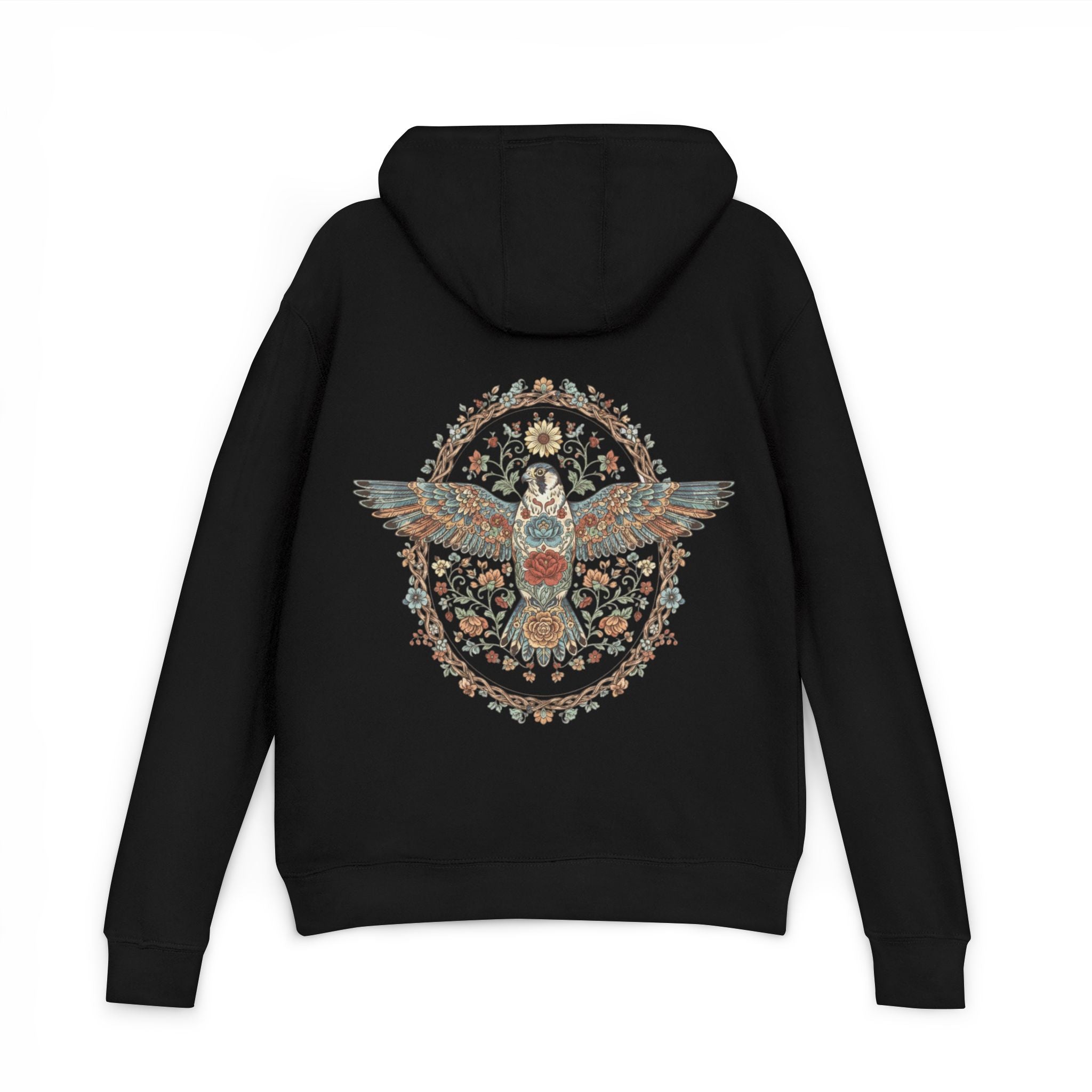 Embroidered Owl Mandala Hoodie – Boho Nature Graphic Sweatshirt