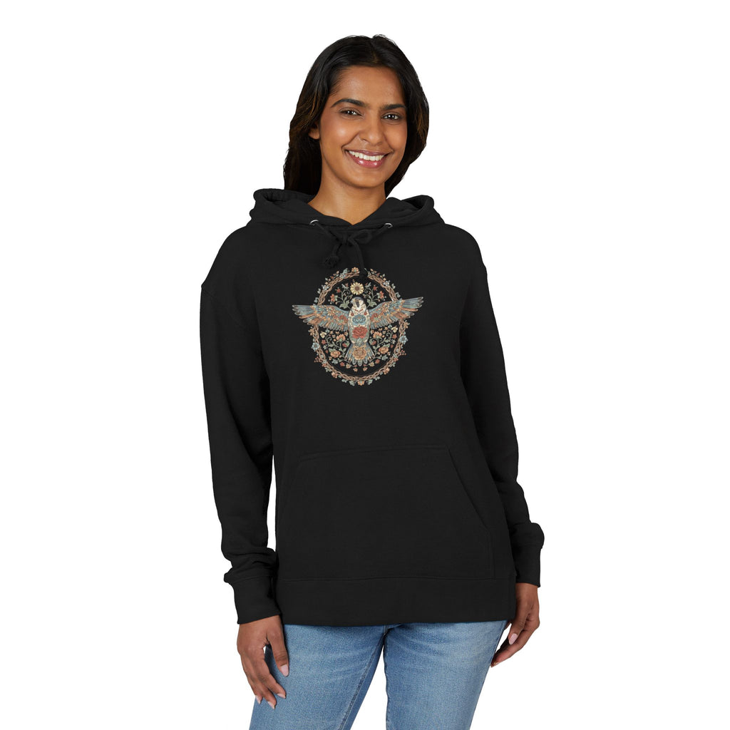 Embroidered Owl Mandala Hoodie – Boho Nature Graphic Sweatshirt