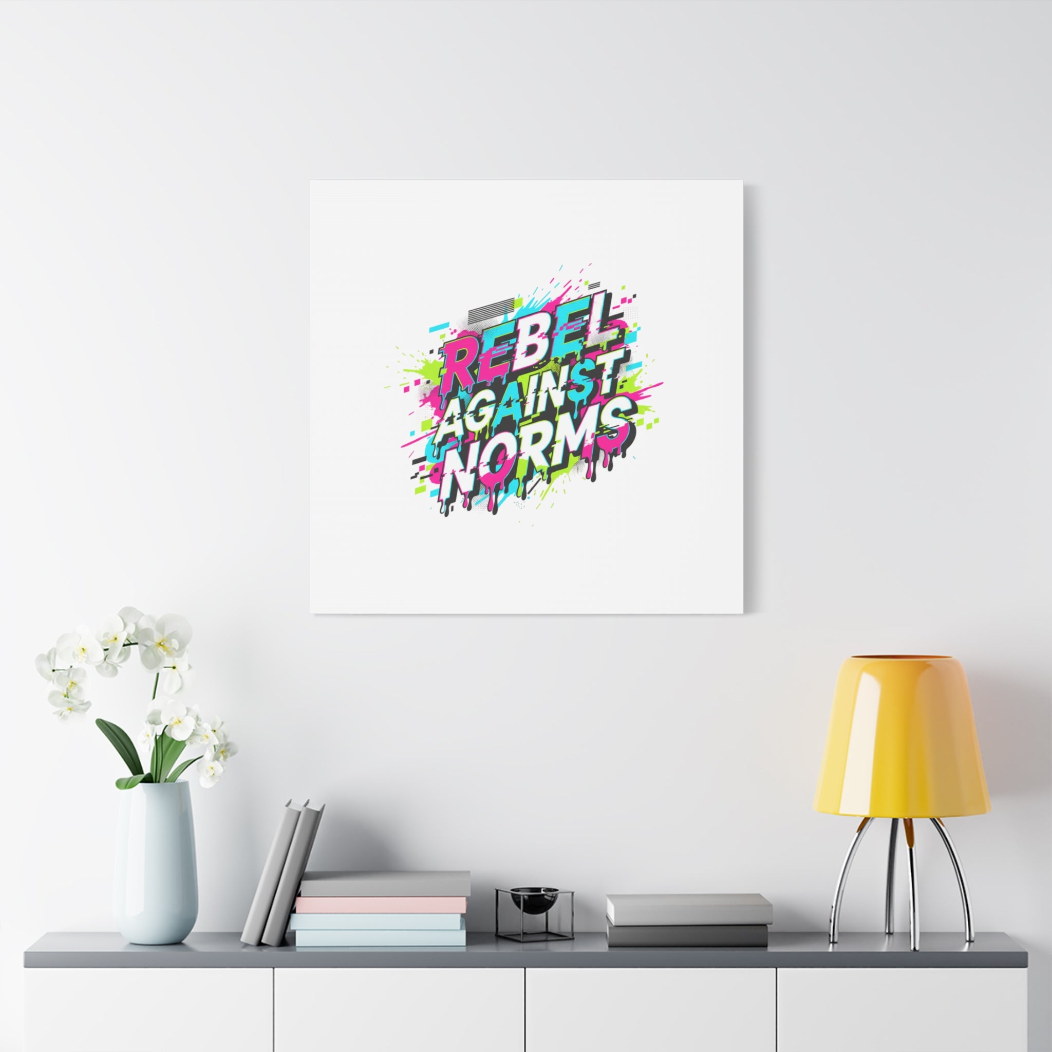 Rebel Against Norms Canvas | anti-aesthetic, glitch font art